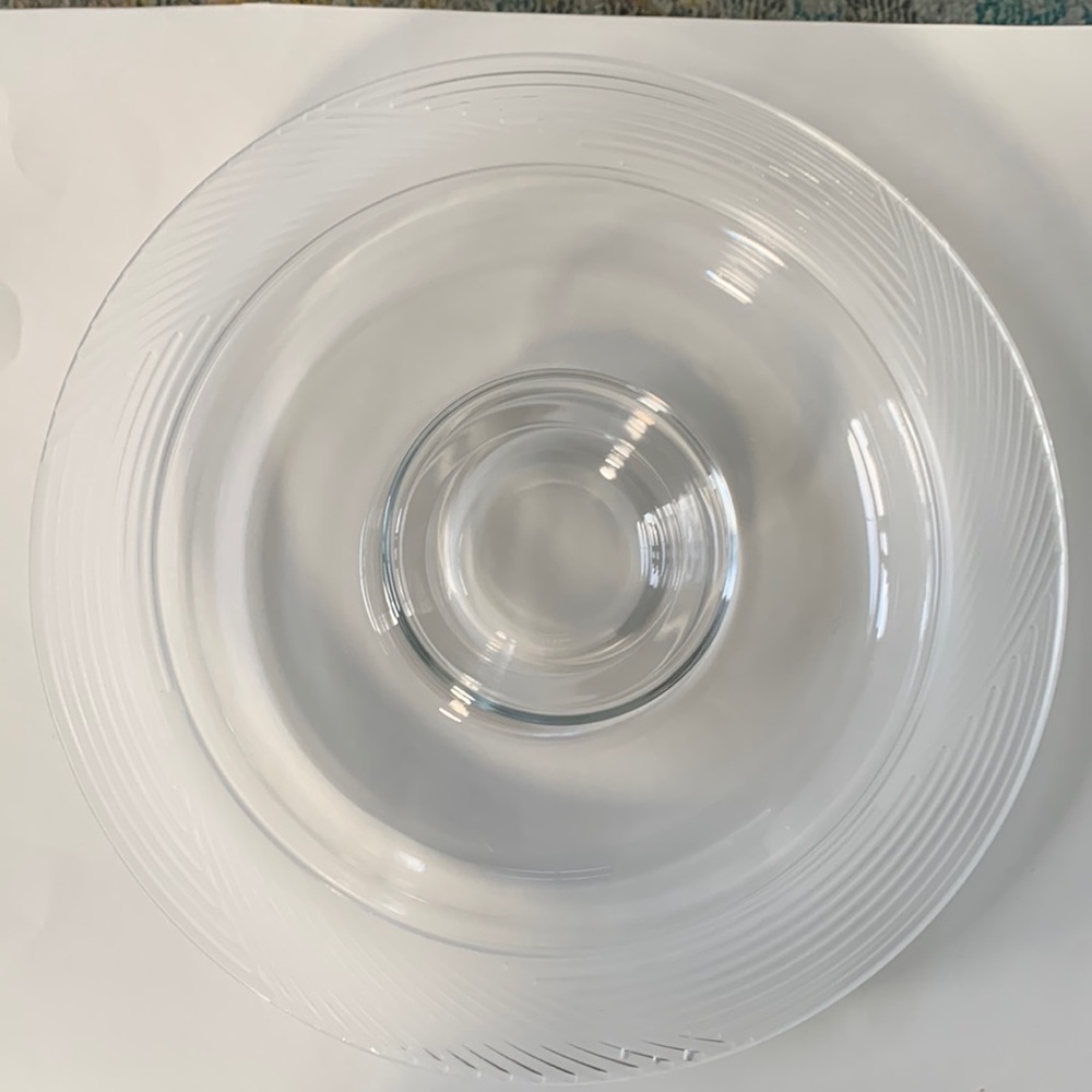 Glass Chip and Dip serving plate 14”